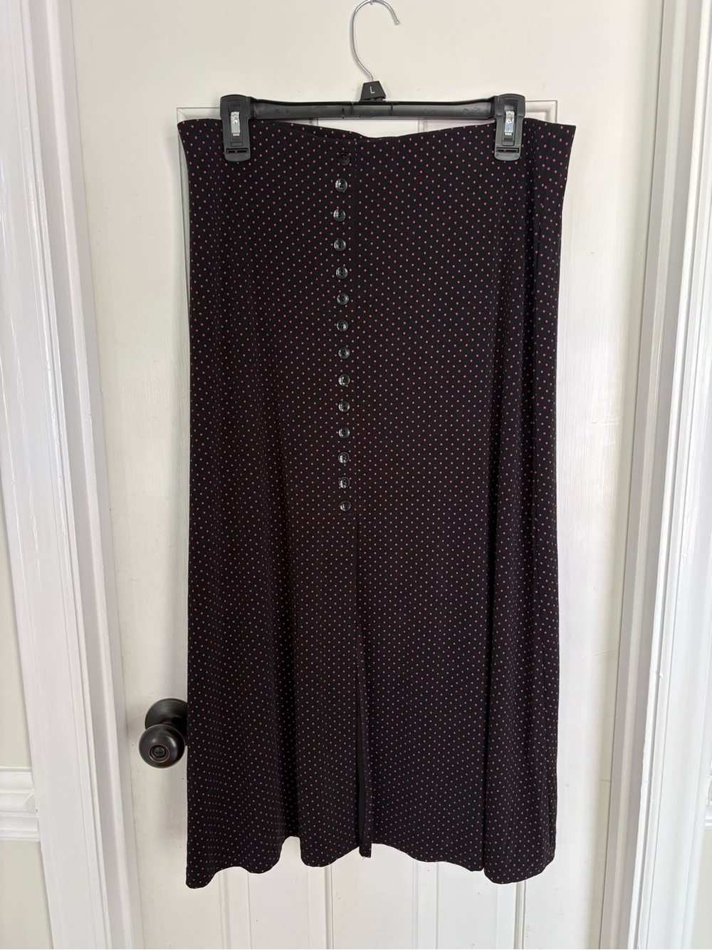 Briggs New York Black Midi Skirt with Dots